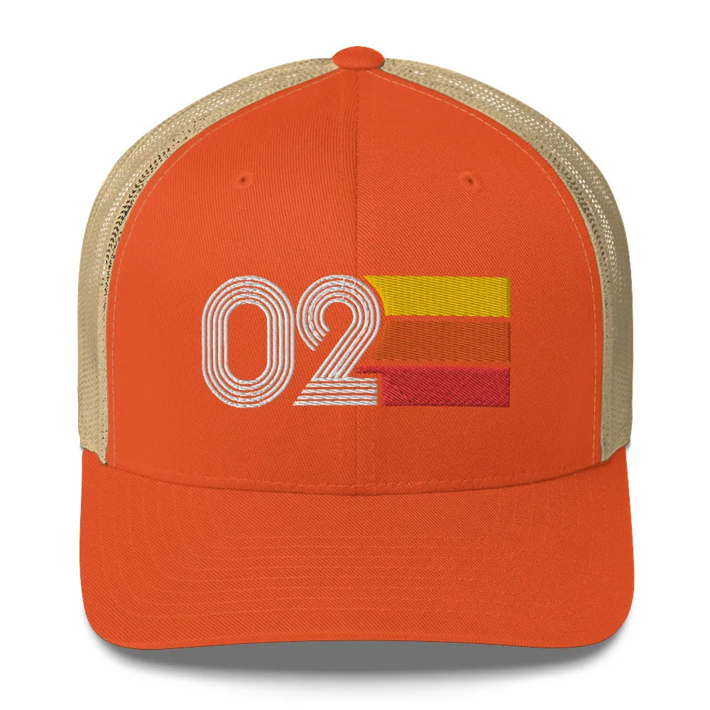 02 Number 2002 Birthday Retro Trucker Hat