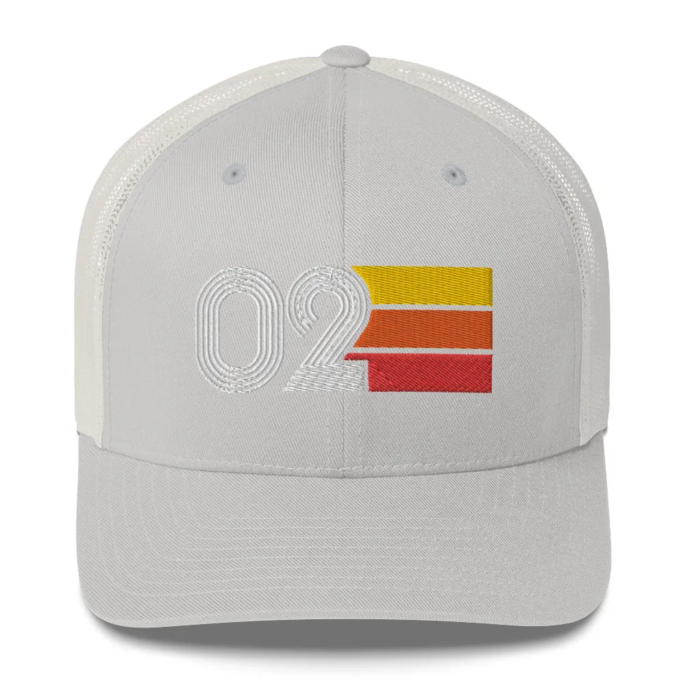 02 Number 2002 Birthday Retro Trucker Hat
