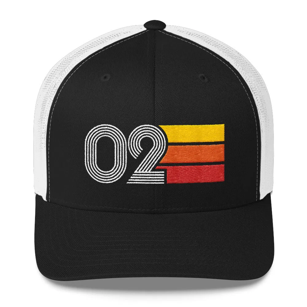 02 Number 2002 Birthday Retro Trucker Hat