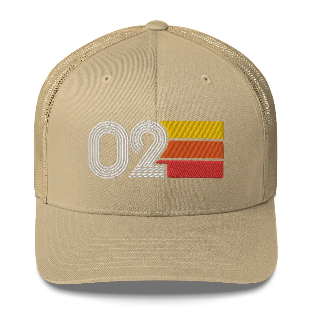 02 Number 2002 Birthday Retro Trucker Hat