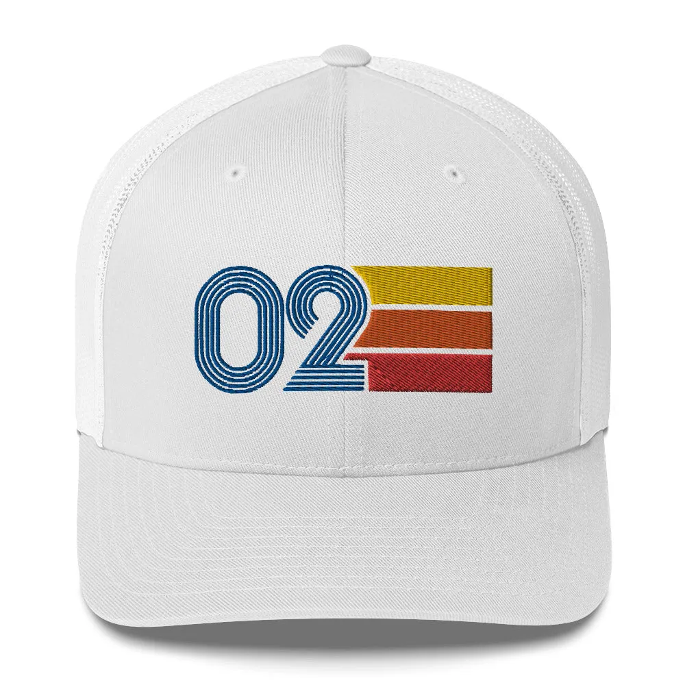 02 Number 2002 Birthday Retro Trucker Hat