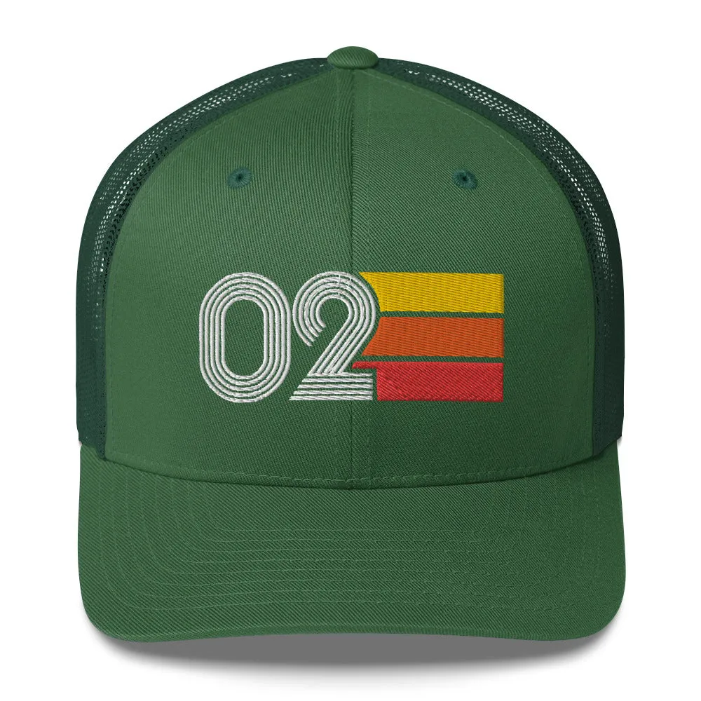 02 Number 2002 Birthday Retro Trucker Hat