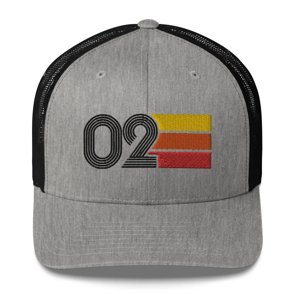 02 Number 2002 Birthday Retro Trucker Hat