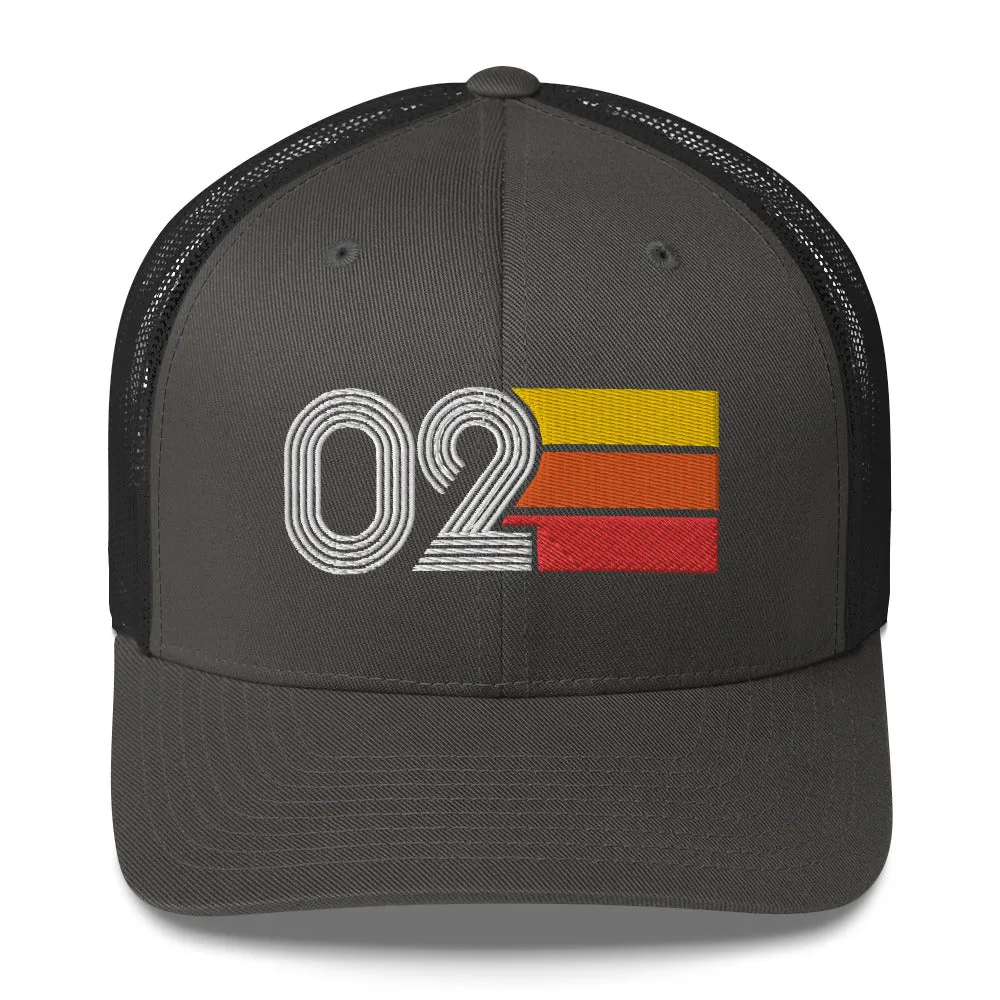 02 Number 2002 Birthday Retro Trucker Hat