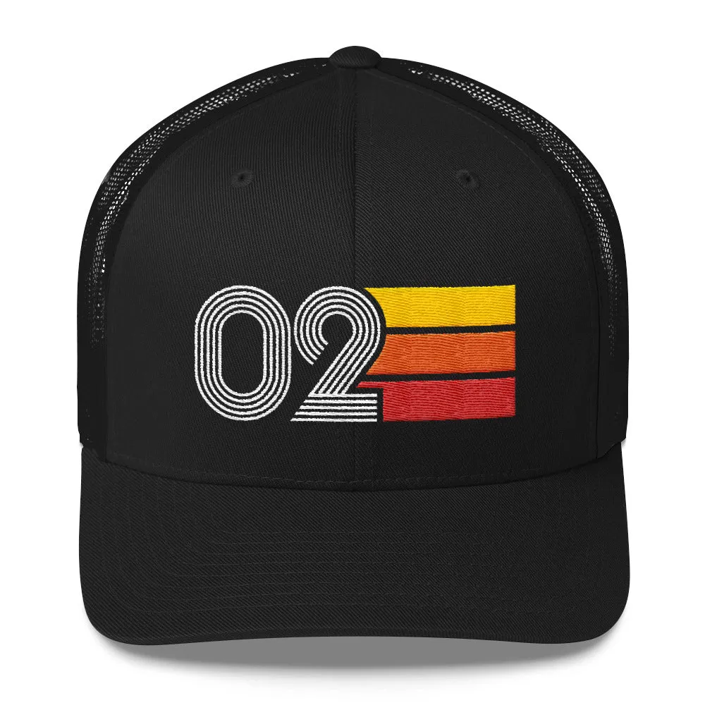 02 Number 2002 Birthday Retro Trucker Hat