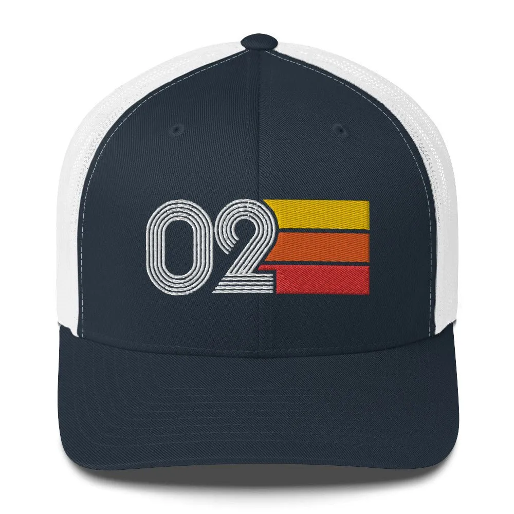 02 Number 2002 Birthday Retro Trucker Hat