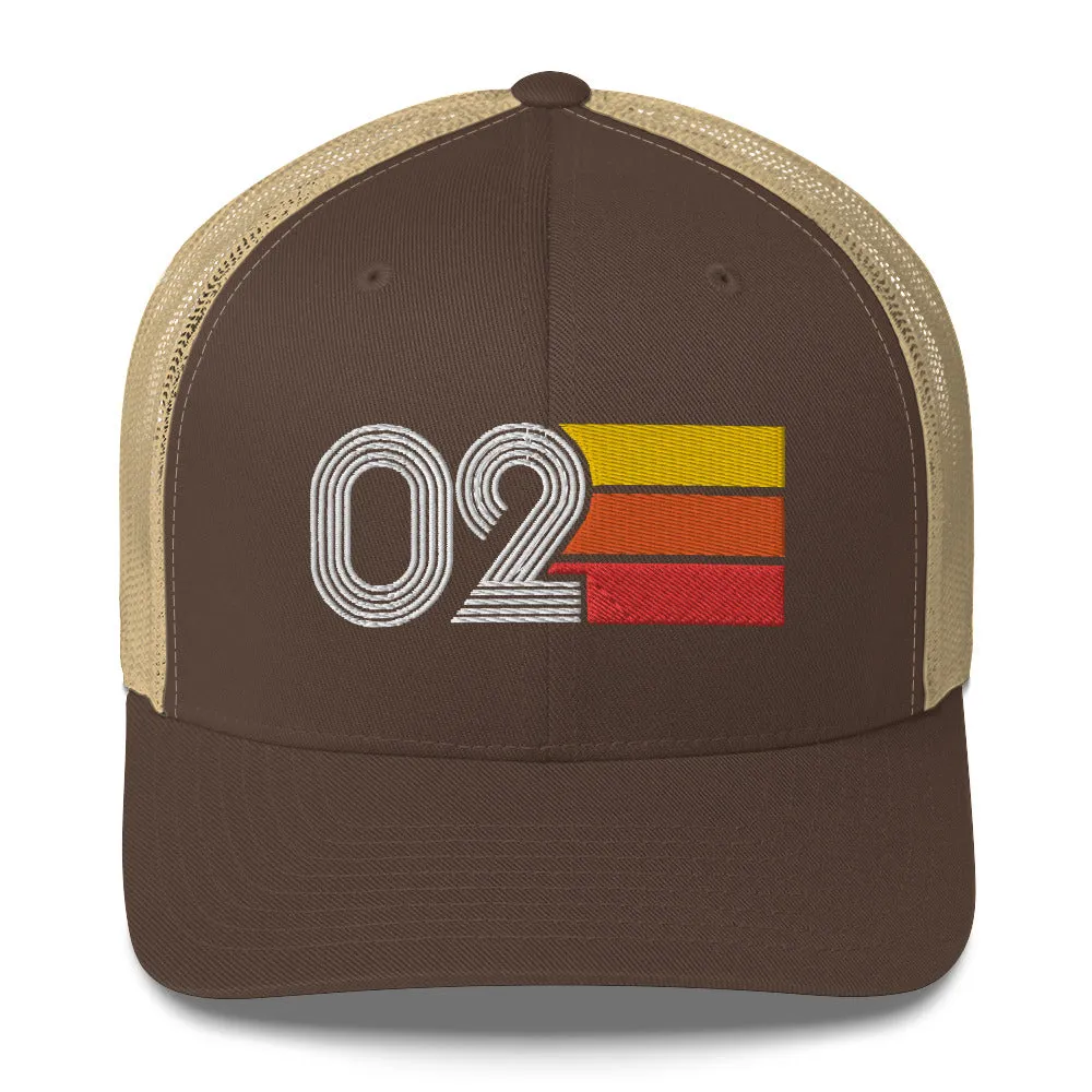 02 Number 2002 Birthday Retro Trucker Hat