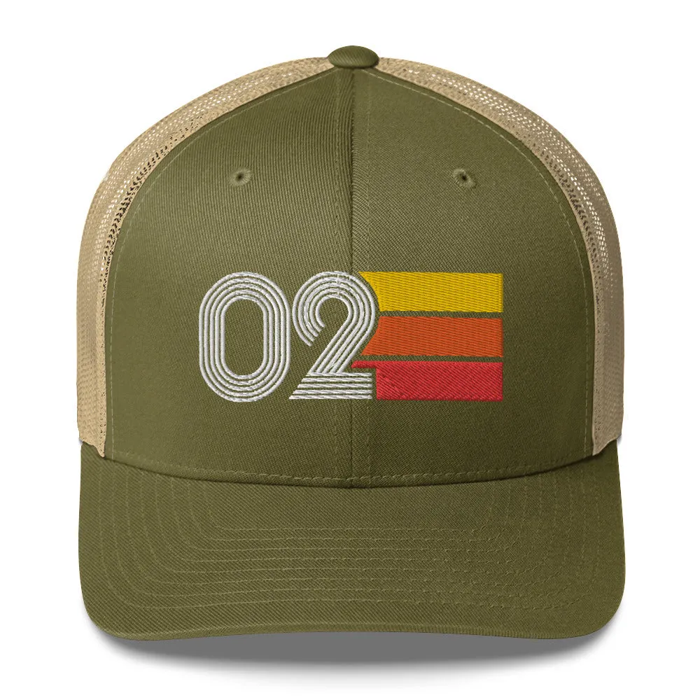 02 Number 2002 Birthday Retro Trucker Hat