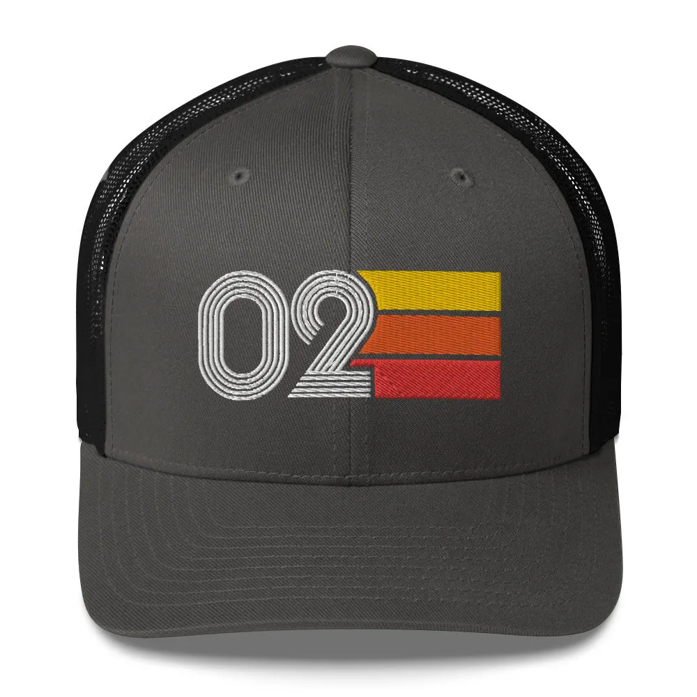 02 Number 2002 Birthday Retro Trucker Hat