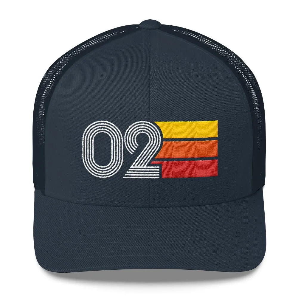 02 Number 2002 Birthday Retro Trucker Hat