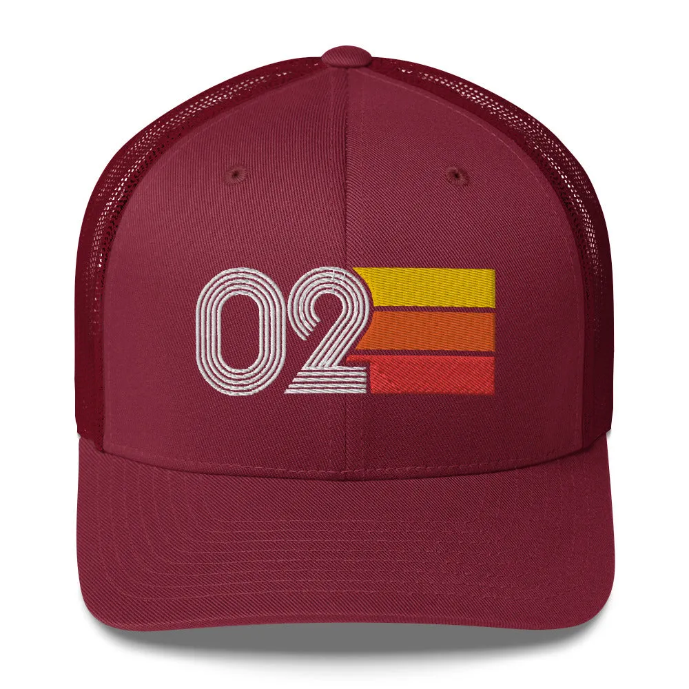 02 Number 2002 Birthday Retro Trucker Hat