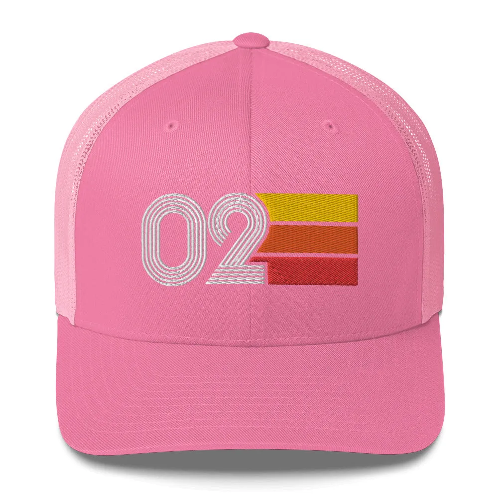 02 Number 2002 Birthday Retro Trucker Hat