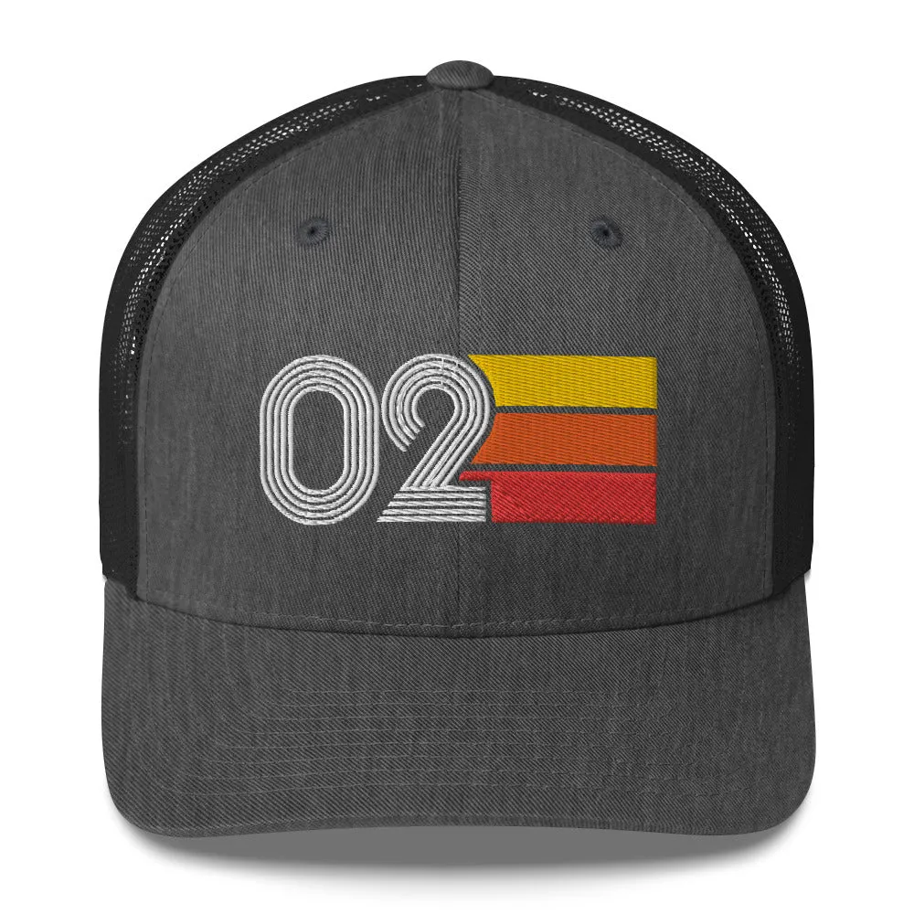 02 Number 2002 Birthday Retro Trucker Hat