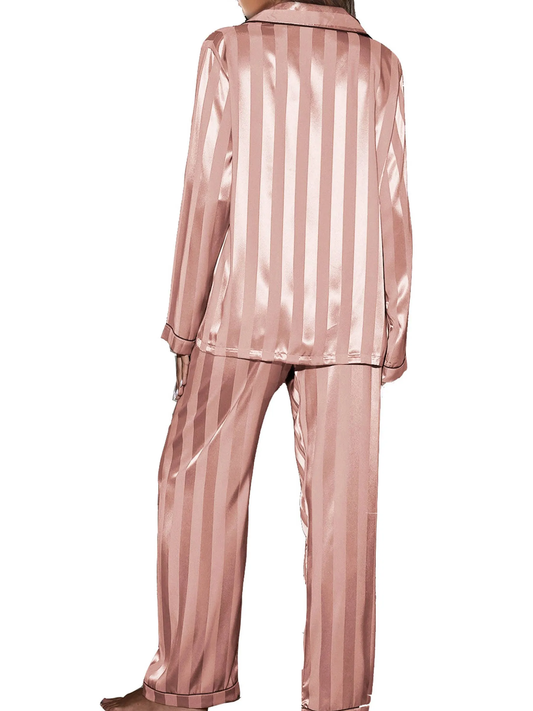 2 Piece Button Front Sleepwear Pants Set Loungewear: XL / Champagne