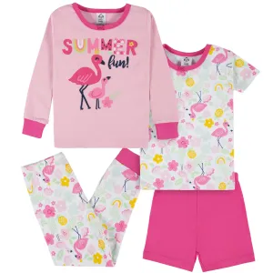 4-Piece Infant & Toddler Girls Summer Blossom Snug Fit Cotton Pajamas