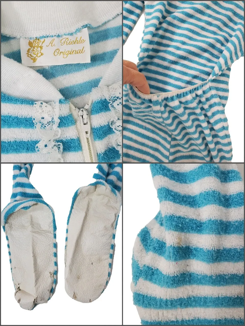 60s/70s Stretch Terry Footie Pajamas