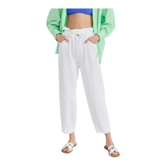 7 FOR ALL MANKIND PAPERBAG BALLOON WHITE JEANS NWOT
