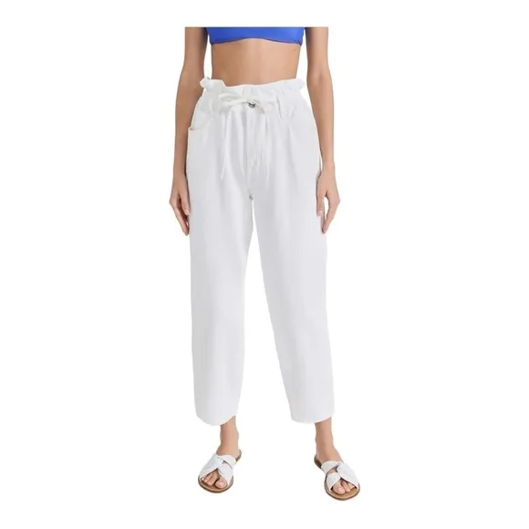 7 FOR ALL MANKIND PAPERBAG BALLOON WHITE JEANS NWOT