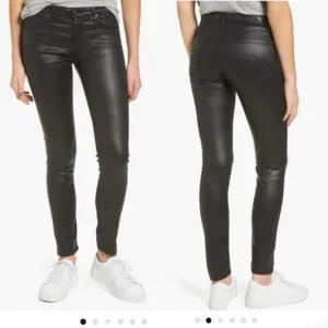 AG The Legging Ankle Super Skinny Black Coated Jeans Size 25