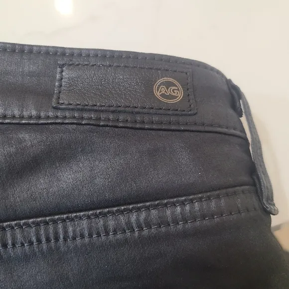 AG The Legging Ankle Super Skinny Black Coated Jeans Size 25
