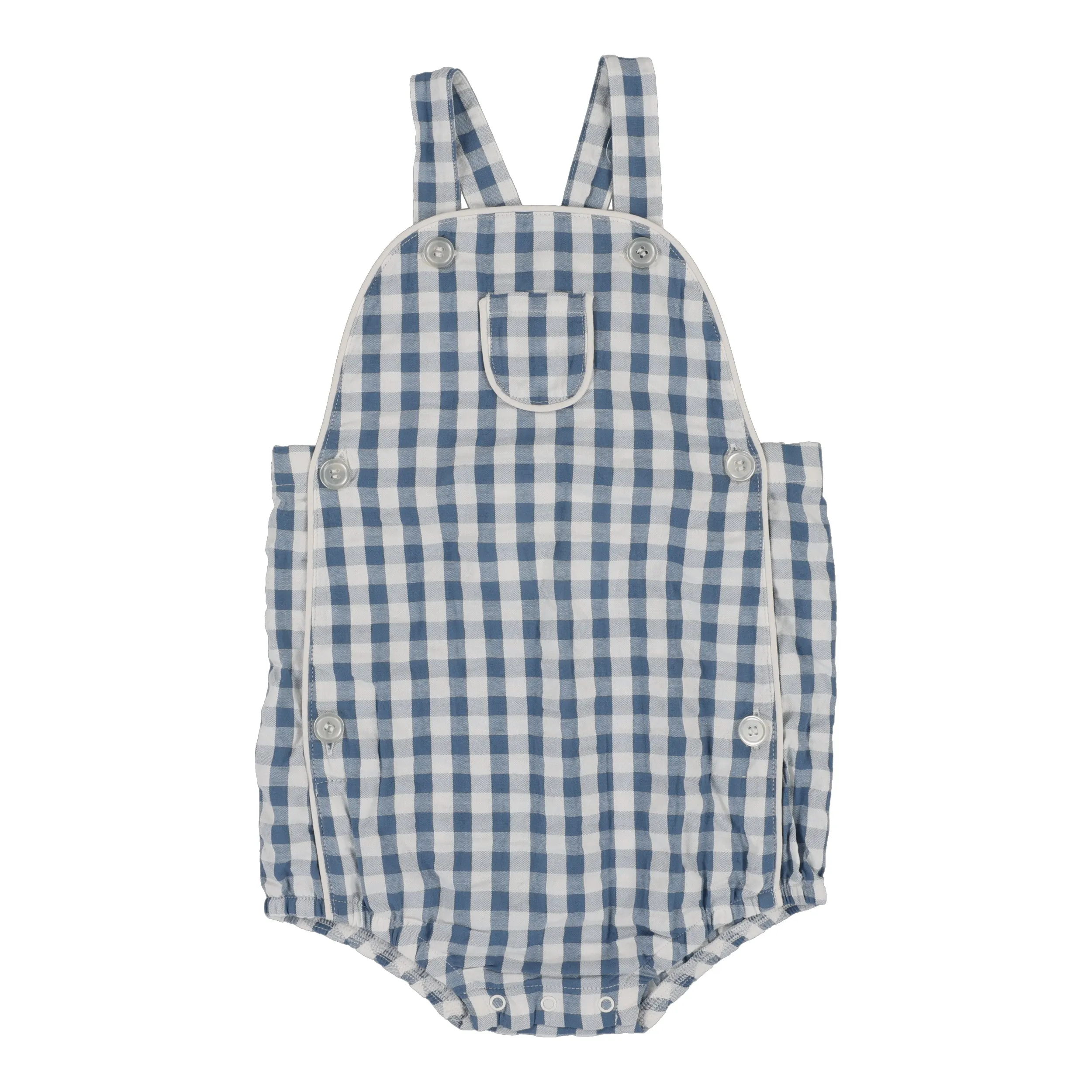 Analogie Gingham Suspender Romper - Bright Blue