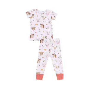 Angel Dear - Lounge Wear Set S/S - Vintage Pink Animal Faces