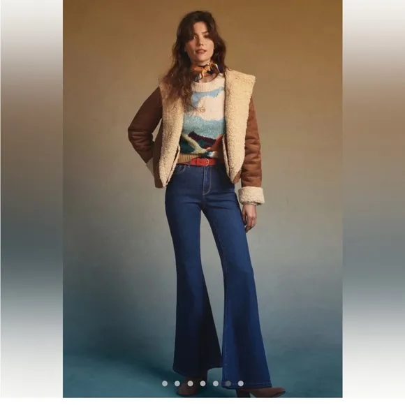 Anthropologie Pilcro And The Letterpress StetFlare Jeans Dark Wash Sz 32