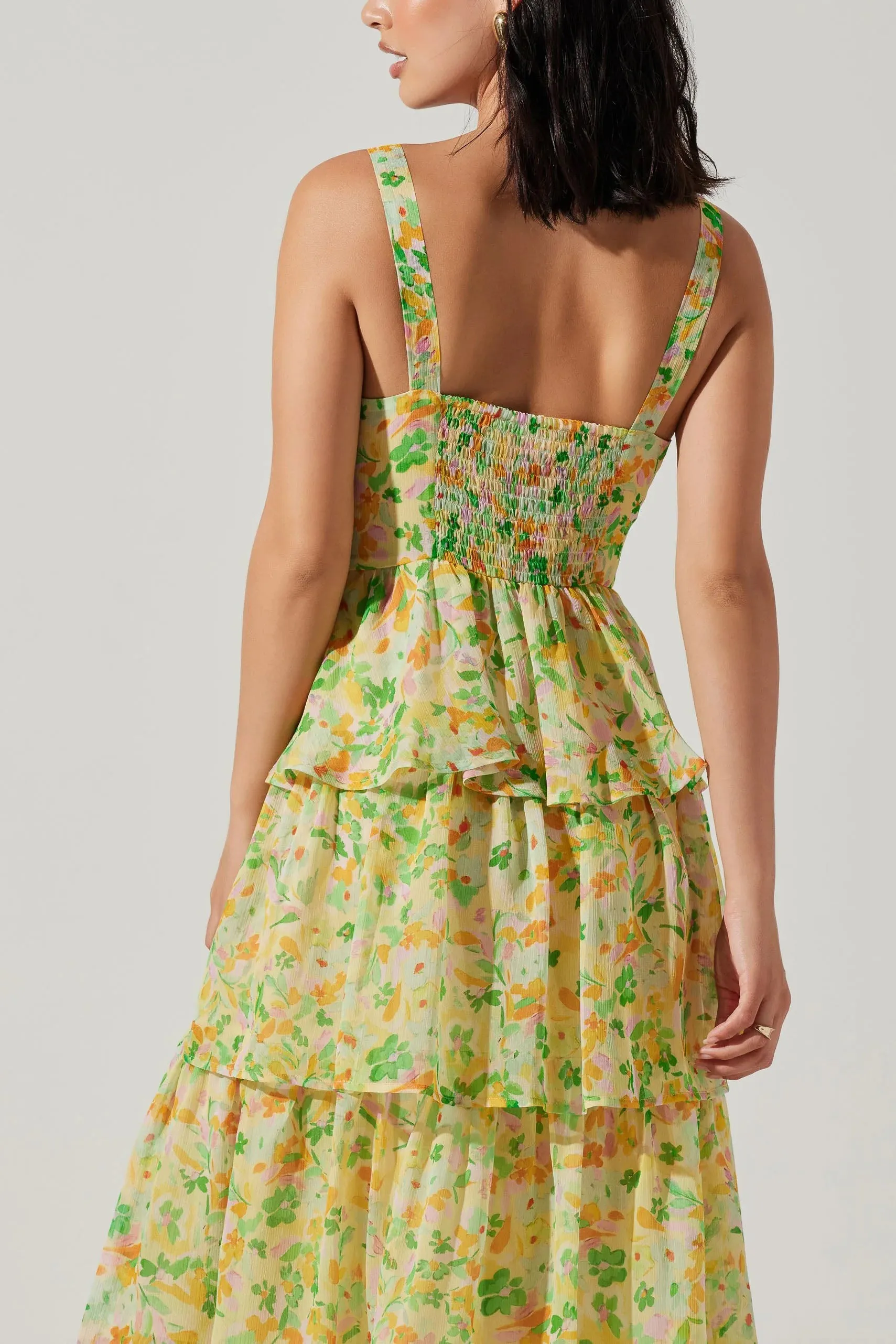 ASTR Midsummer Floral Tiered Maxi Dress in Bright Floral