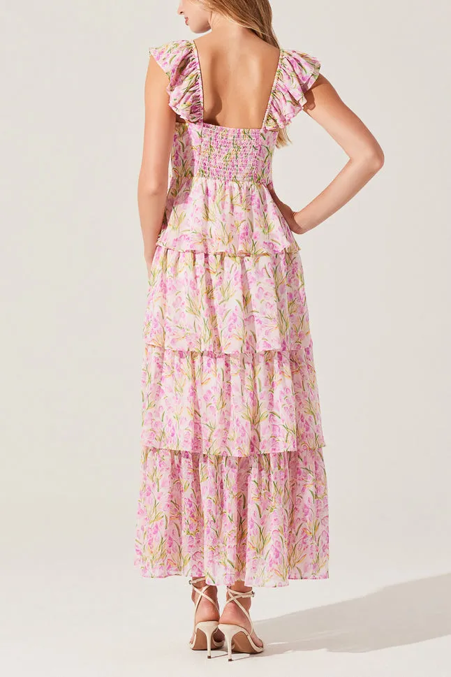 ASTR Midsummer Floral Tiered Maxi Dress in Bright Floral