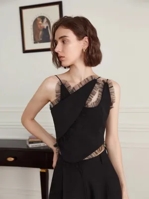 Asymmetric Sheer Edge Top in Black