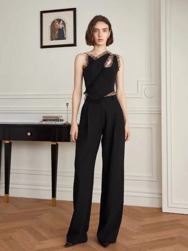 Asymmetric Sheer Edge Top in Black