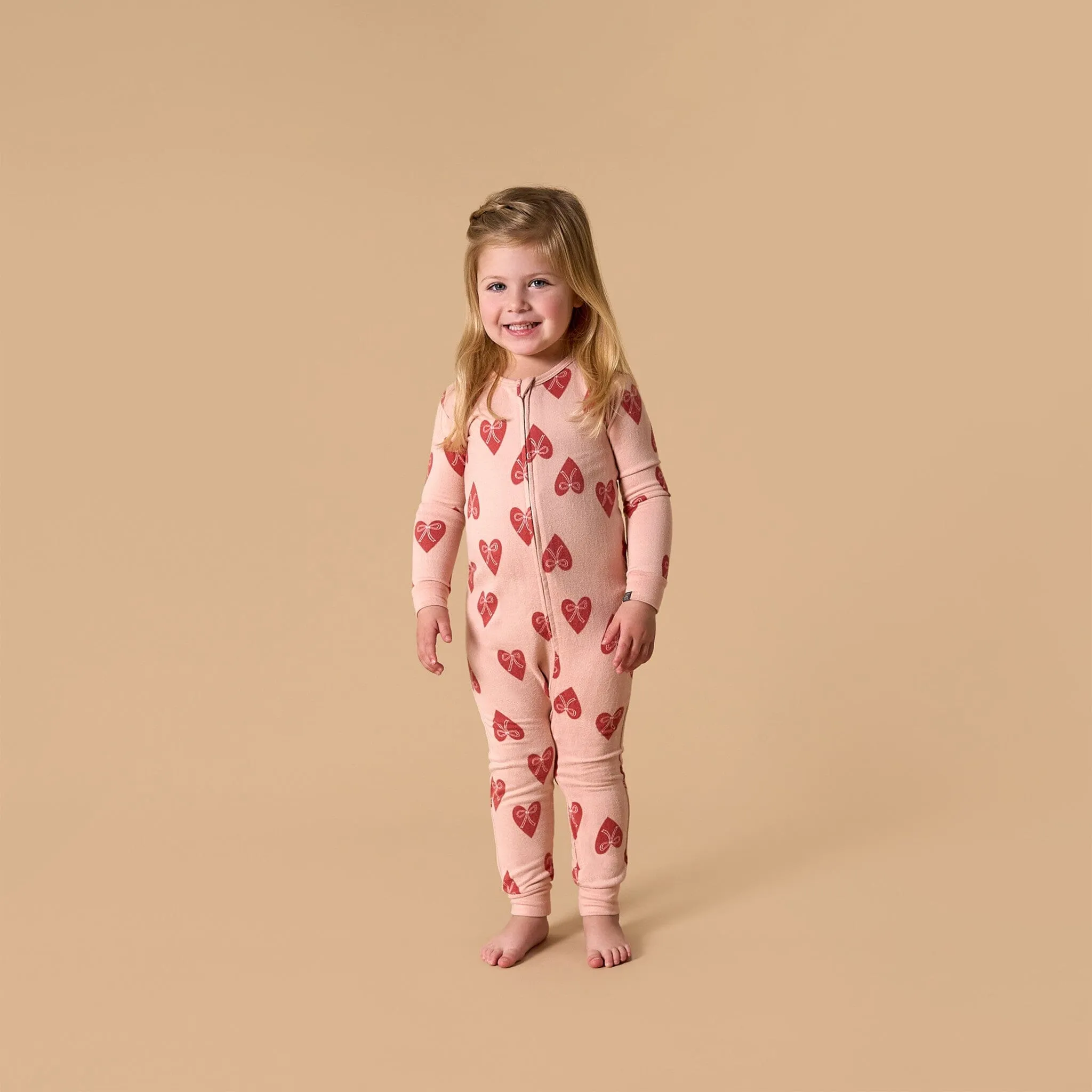 Baby & Toddler Girls Pink Hearts Snug Fitting Footless Pajamas