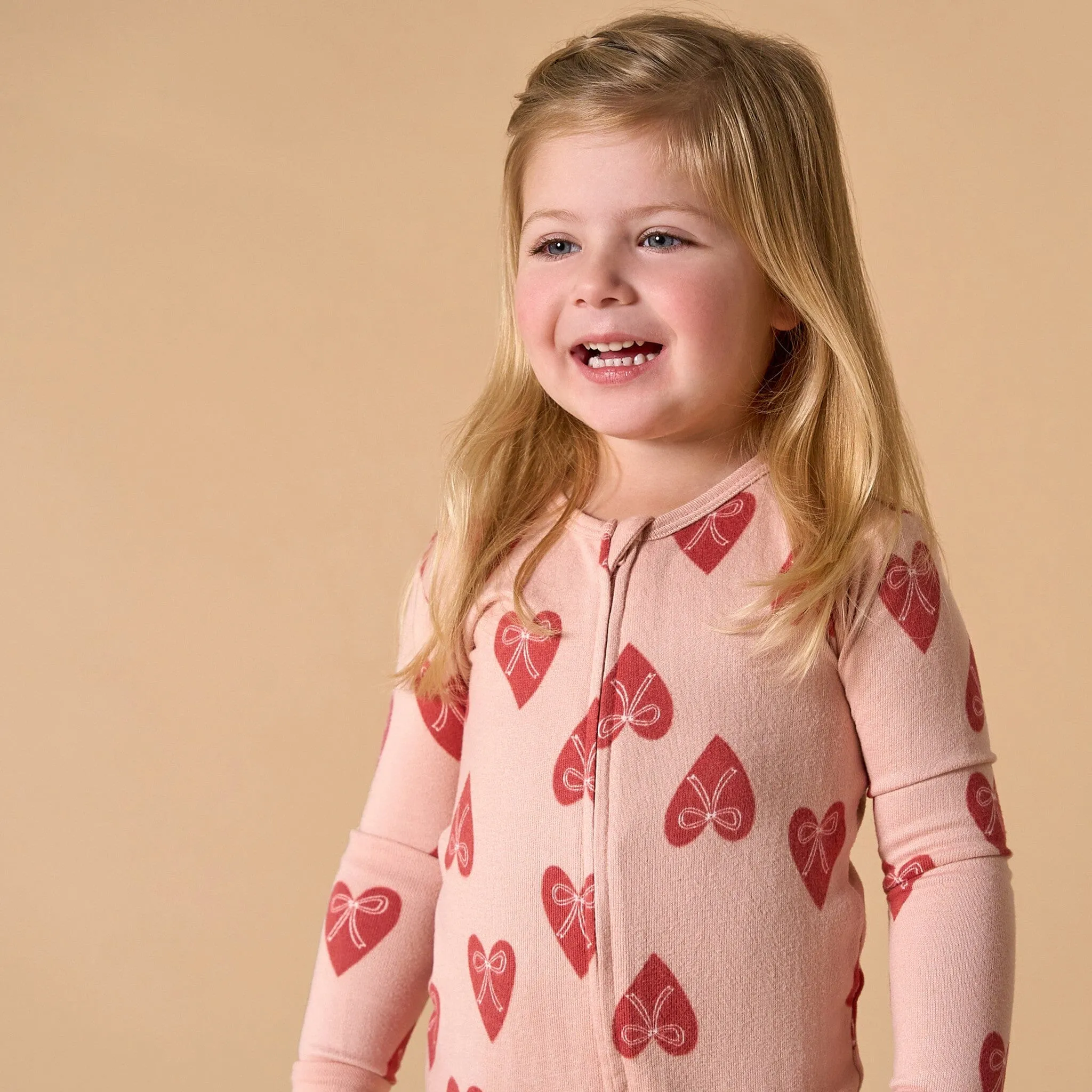 Baby & Toddler Girls Pink Hearts Snug Fitting Footless Pajamas