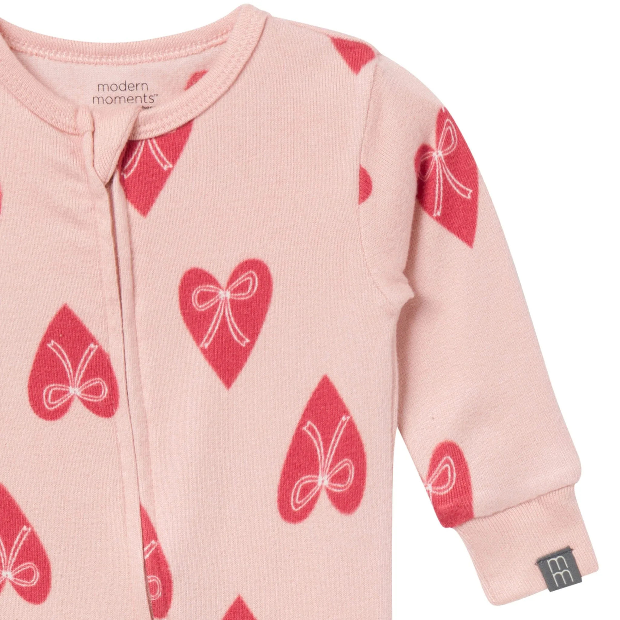 Baby & Toddler Girls Pink Hearts Snug Fitting Footless Pajamas