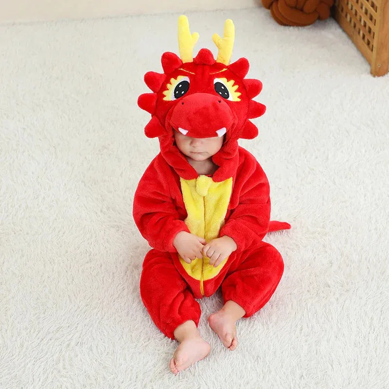 Baby Rompers Winter Kigurumi Lion Costume For Girls Boys Toddler Animal Jumpsuit Infant Clothes Pyjamas Kids Overalls