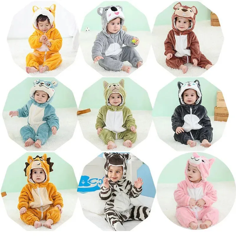 Baby Rompers Winter Kigurumi Lion Costume For Girls Boys Toddler Animal Jumpsuit Infant Clothes Pyjamas Kids Overalls