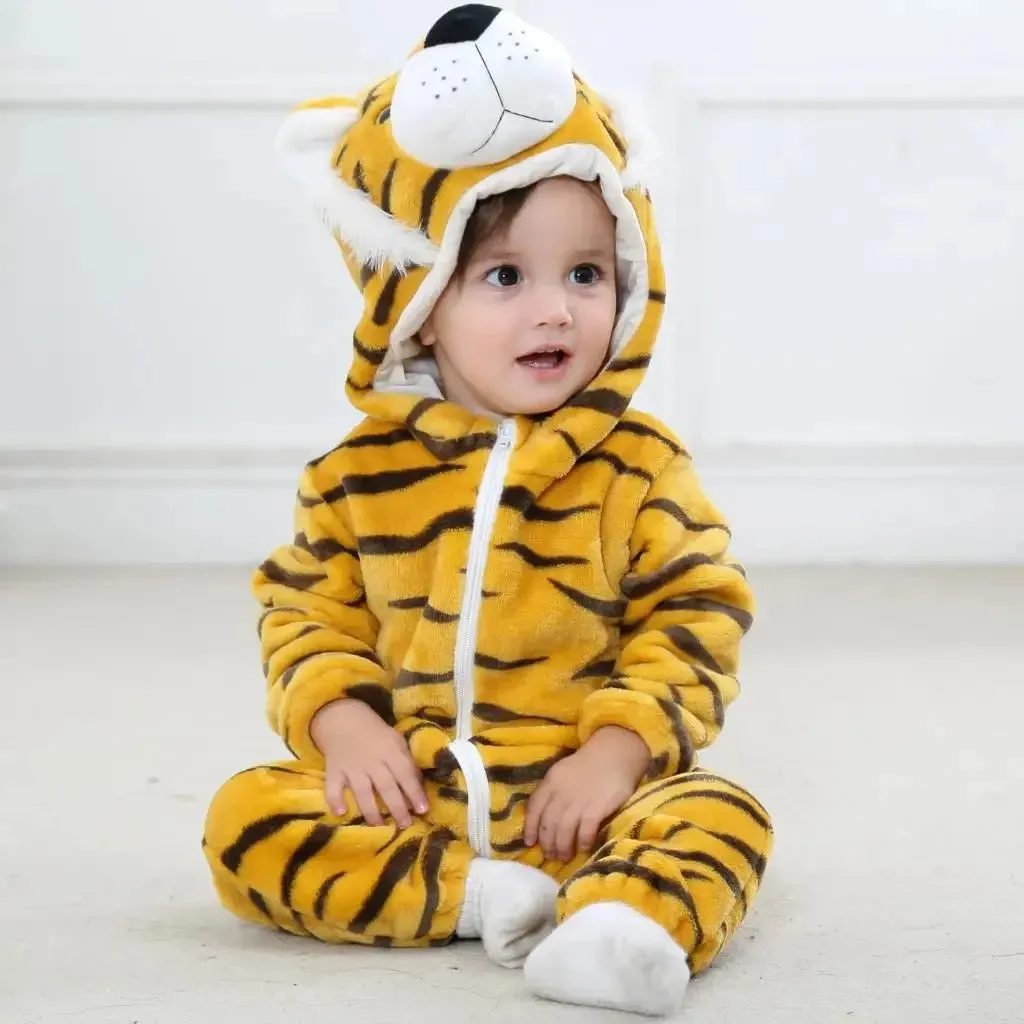 Baby Rompers Winter Kigurumi Lion Costume For Girls Boys Toddler Animal Jumpsuit Infant Clothes Pyjamas Kids Overalls