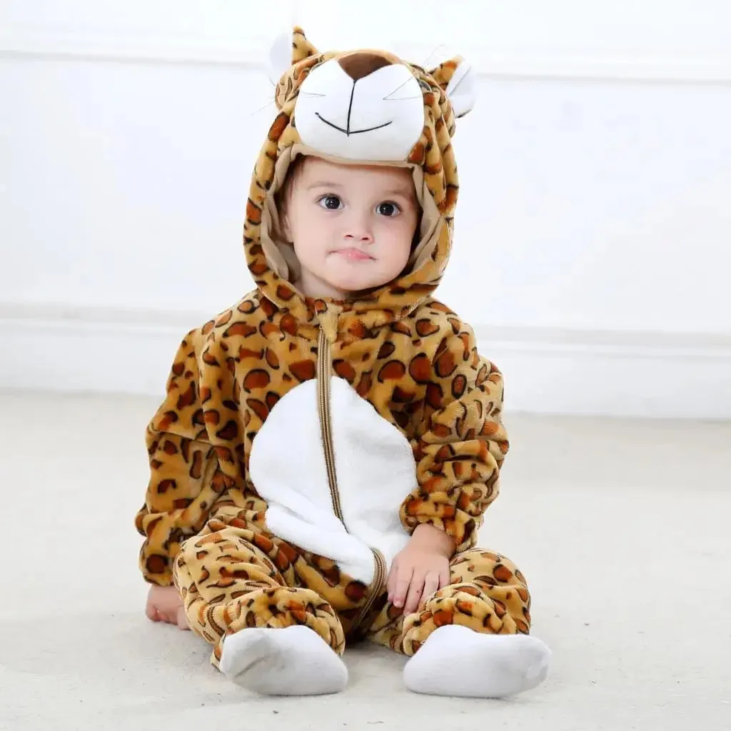 Baby Rompers Winter Kigurumi Lion Costume For Girls Boys Toddler Animal Jumpsuit Infant Clothes Pyjamas Kids Overalls