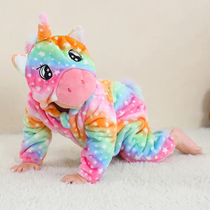 Baby Rompers Winter Kigurumi Lion Costume For Girls Boys Toddler Animal Jumpsuit Infant Clothes Pyjamas Kids Overalls