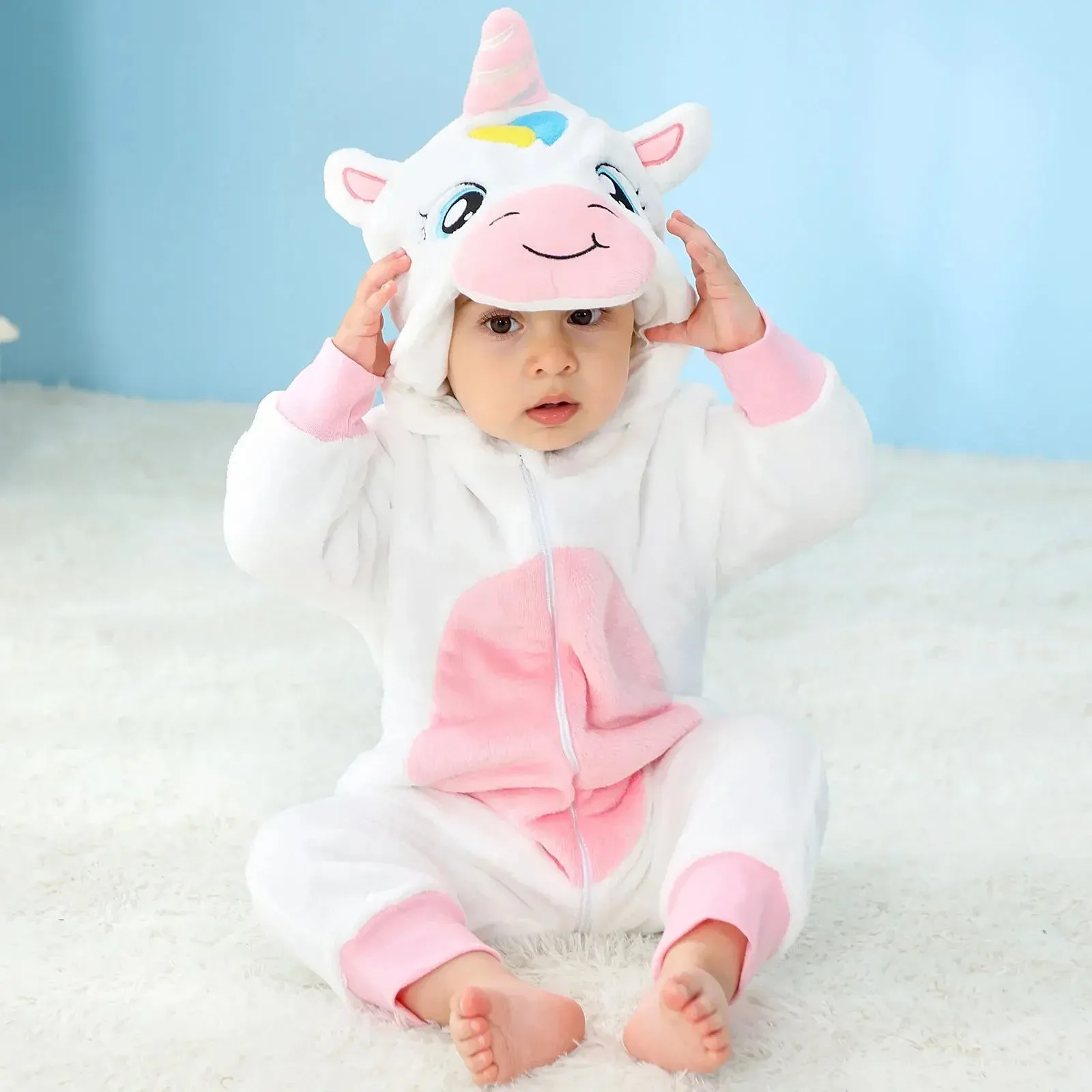 Baby Rompers Winter Kigurumi Lion Costume For Girls Boys Toddler Animal Jumpsuit Infant Clothes Pyjamas Kids Overalls