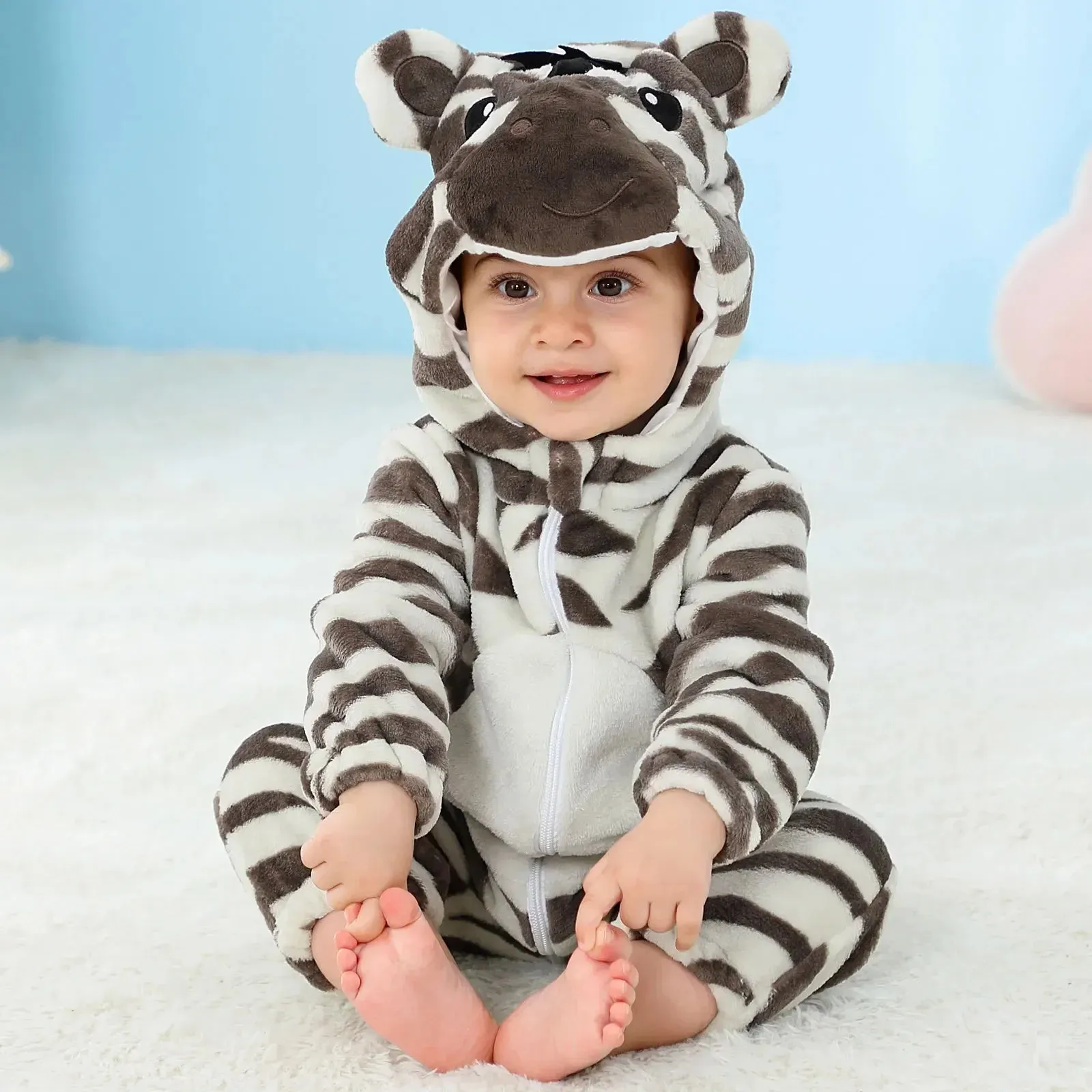 Baby Rompers Winter Kigurumi Lion Costume For Girls Boys Toddler Animal Jumpsuit Infant Clothes Pyjamas Kids Overalls