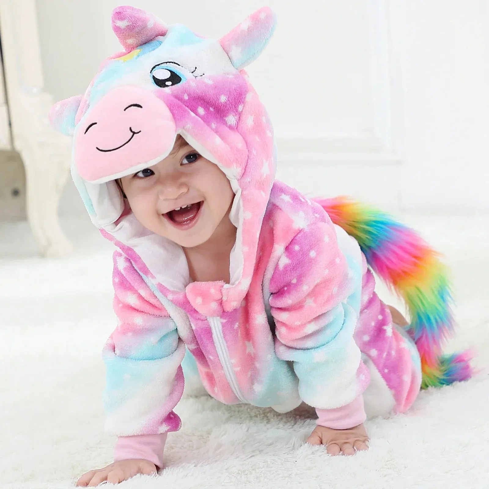 Baby Rompers Winter Kigurumi Lion Costume For Girls Boys Toddler Animal Jumpsuit Infant Clothes Pyjamas Kids Overalls