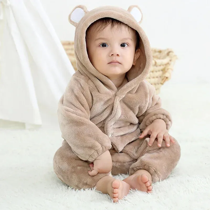 Baby Rompers Winter Kigurumi Lion Costume For Girls Boys Toddler Animal Jumpsuit Infant Clothes Pyjamas Kids Overalls