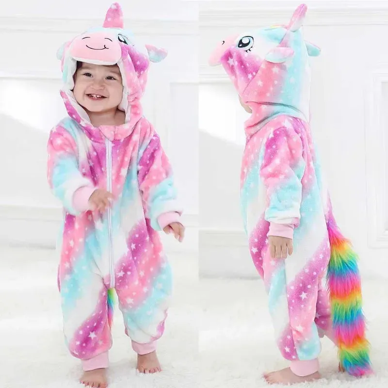 Baby Rompers Winter Kigurumi Lion Costume For Girls Boys Toddler Animal Jumpsuit Infant Clothes Pyjamas Kids Overalls