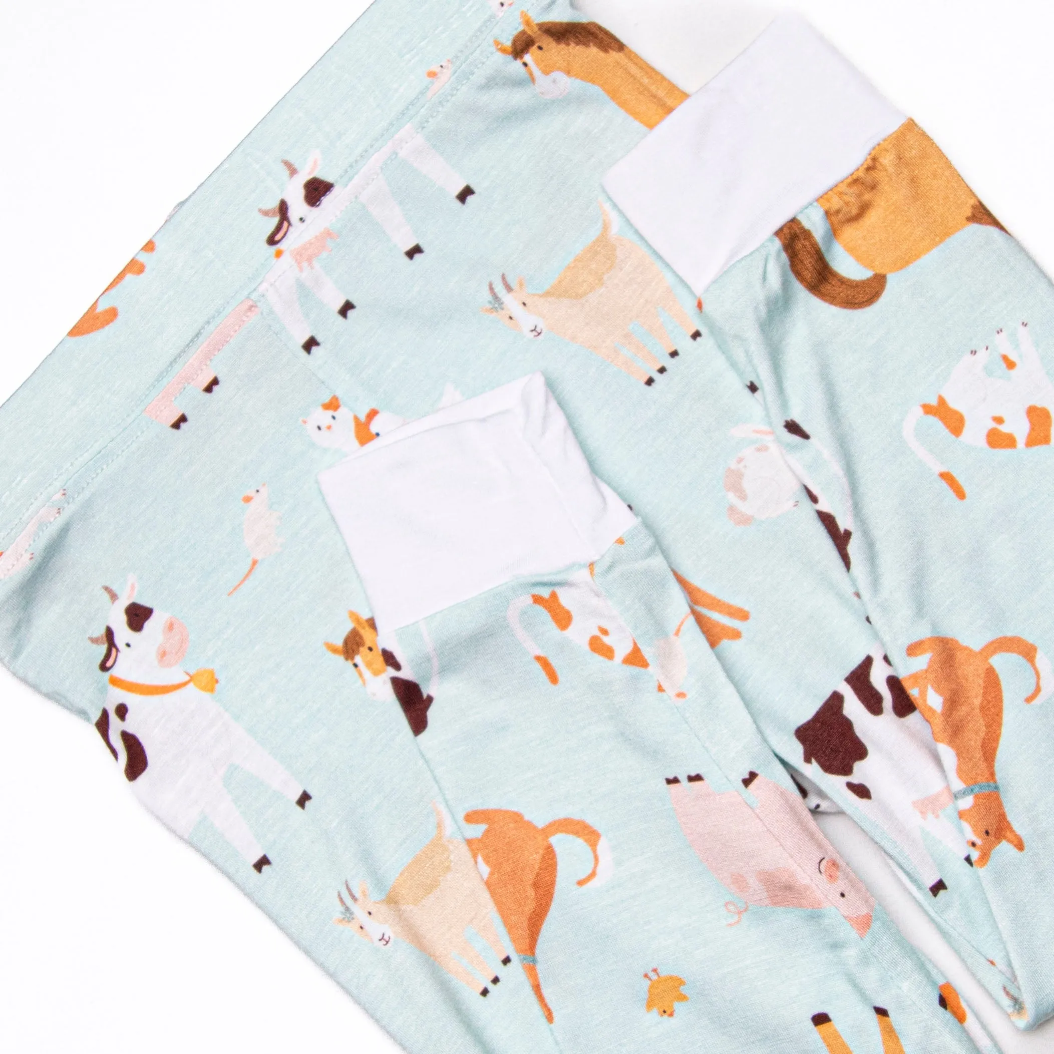 Barnyard Bedtime Bamboo Pajama Set, Green