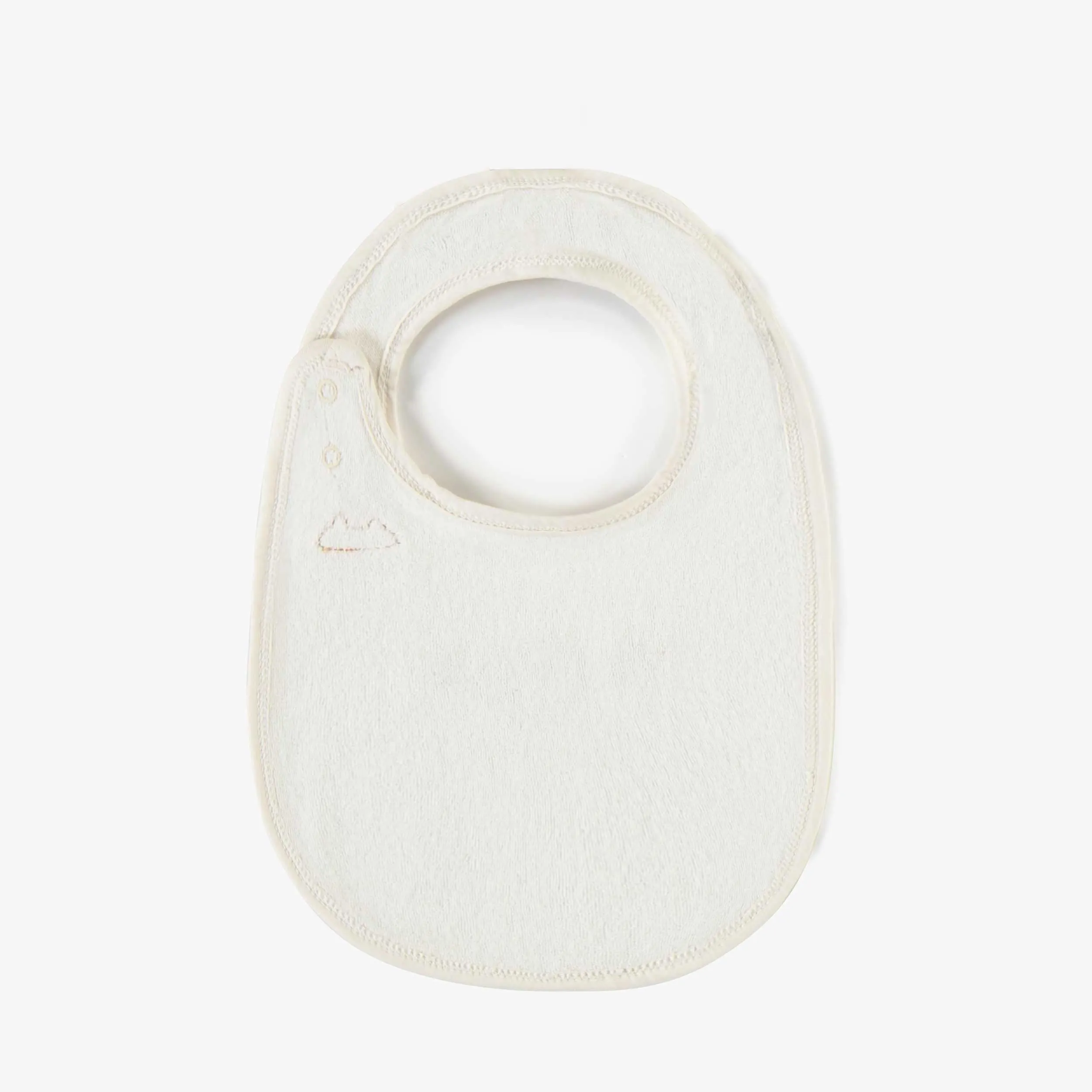 Bavoir crème à motifs en coton biologique, naissance || Cream patterned bib in organic cotton, newborn