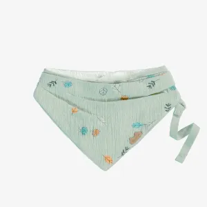 Bavoir vert clair avec motif en jersey biologique, naissance || Light green bib with print in organic jersey, newborn