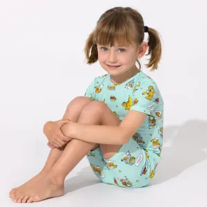 Bellabu Bear Garfield: Lazy Mondays Bamboo Pants Set Kids Short Sleeved Pajamas with Shorts