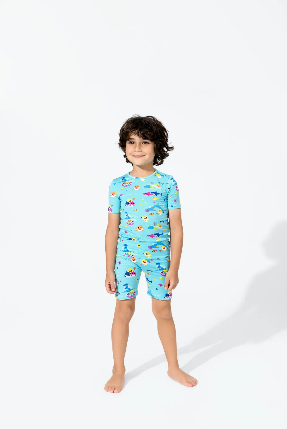Bellabu Bear x Baby Shark Kids Bamboo Short Set Pajamas
