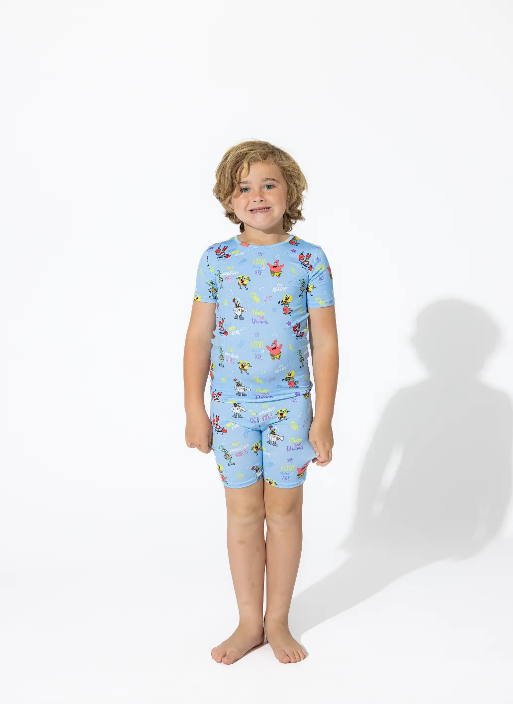 Bellabu Bear x SpongeBob Good Vibes Bamboo Short Sleeve and Shorts Set Pajamas